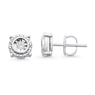 Solid 10K White Gold 7mm Round Diamond Stud Earrings Wholesale